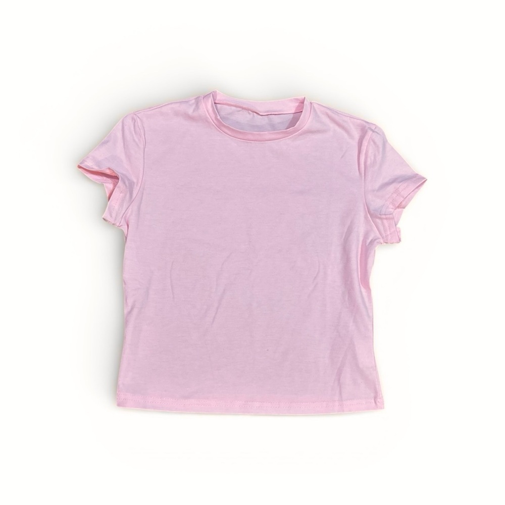 Pink Cropped Tee Shirt Women’s Size Small Soft Basic Crop Top EUC